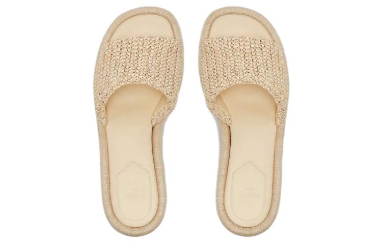 (W) Fendi Fashion Thick-Heeled Slide 'Beige' 圖 4