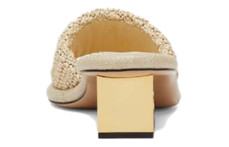 (W) Fendi Fashion Thick-Heeled Slide 'Beige' 圖 5