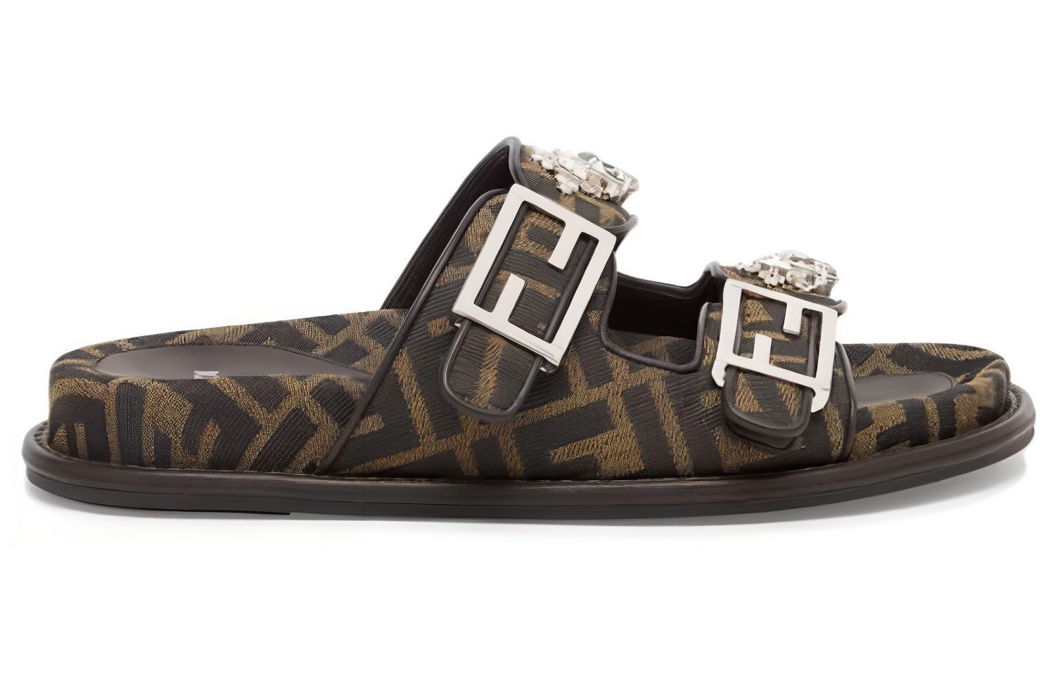 (W) Fendi Feel Leather Round Toe Slide Sandal 0.5cm 'Brown' 圖 2