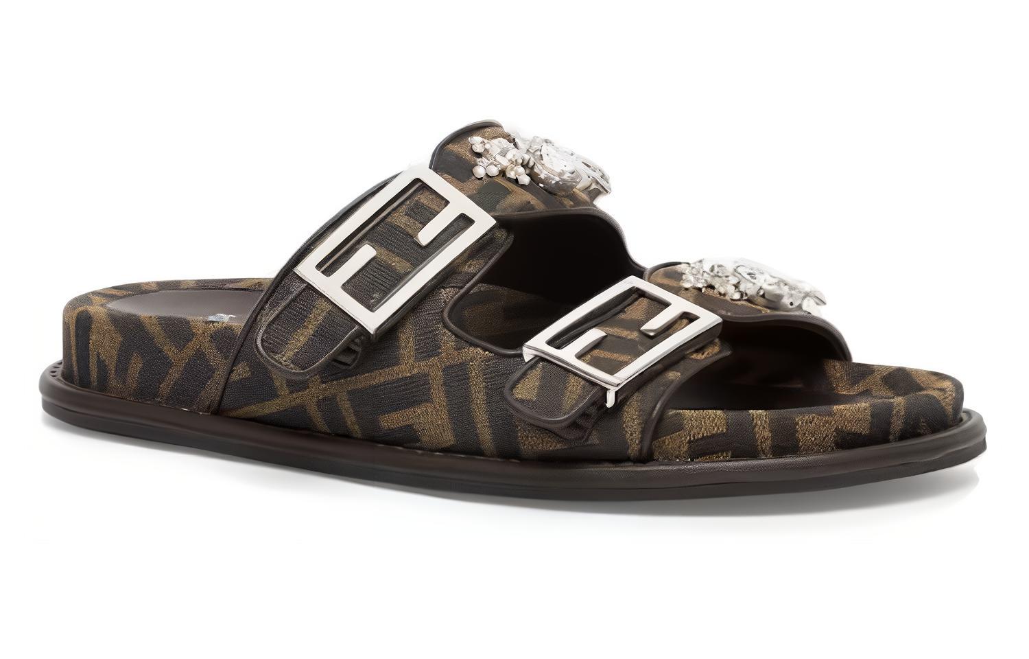 (W) Fendi Feel Leather Round Toe Slide Sandal 0.5cm 'Brown' 圖 3