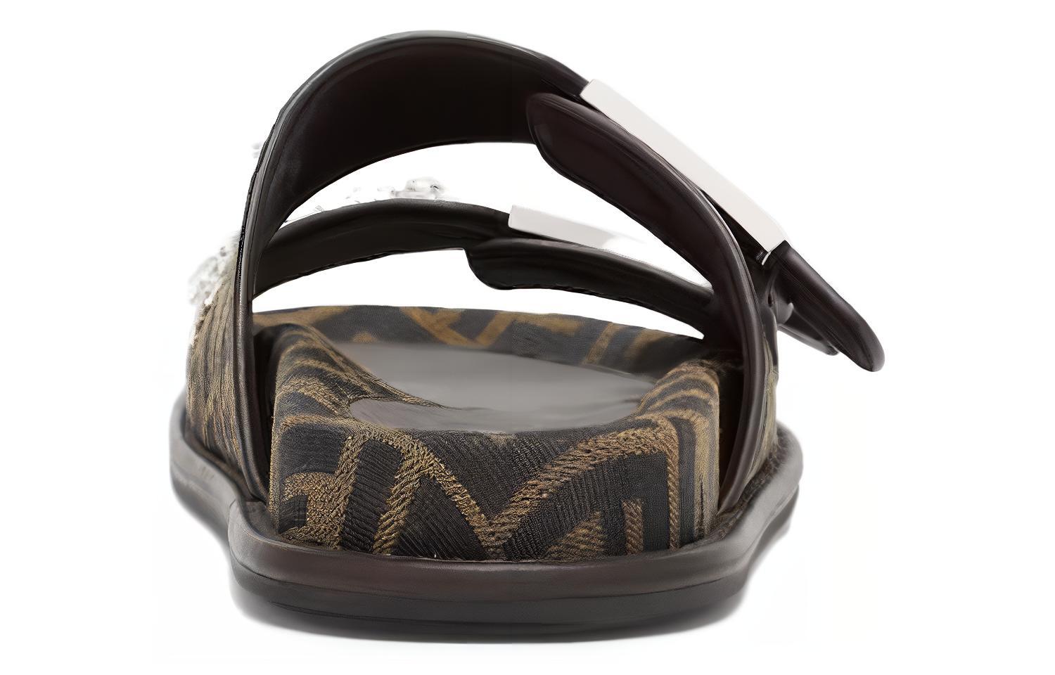 (W) Fendi Feel Leather Round Toe Slide Sandal 0.5cm 'Brown' 圖 4