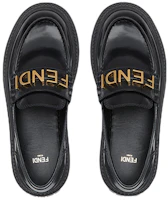 Shop FENDI 芬迪 fendigraphy 皮革 套腳 厚底鞋 女款 黑色