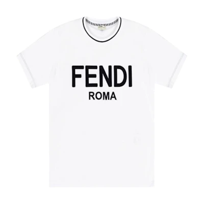 (Women) FENDI FF Logo Print Crew Neck Short Sleeve T-Shirt White - FS7254AC6BF0ZNM