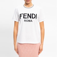 (W) FENDI FF Logo Cetak Kemeja-T Leher Bulat Lengan Pendek Putih FS7254AC6BF0ZNM Shop (W) FENDI FF Logo Cetak Kemeja-T Leher Bulat Lengan Pendek Putih FS7254AC6BF0ZNM