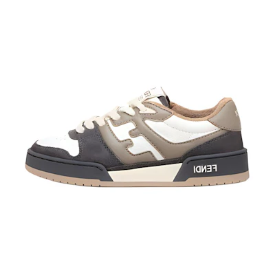 (W) Fendi FF Mixed Leather Low 'Dove Grey'