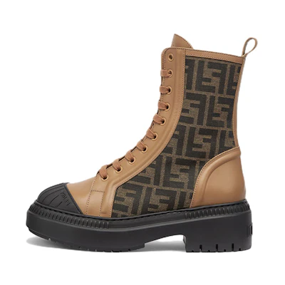 (W) Fendi FF Motif Domino Biker Boot 'Beige'