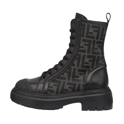 (W) Fendi FF Motif Domino Biker Boot 'Black'