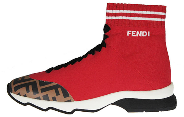 (W) Fendi FF Motif Fabric Sneaker Mid 'Red'