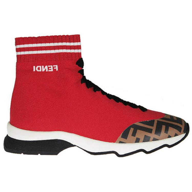 (W) Fendi FF Motif Fabric Sneaker Mid 'Red' 圖 2