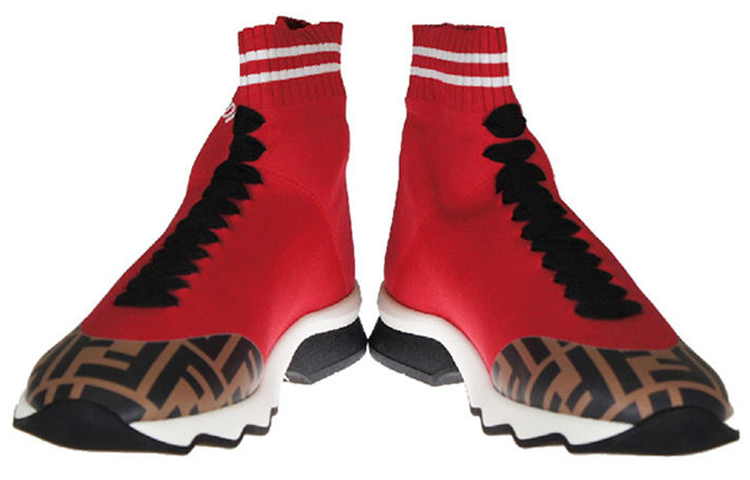 (W) Fendi FF Motif Fabric Sneaker Mid 'Red' 圖 3