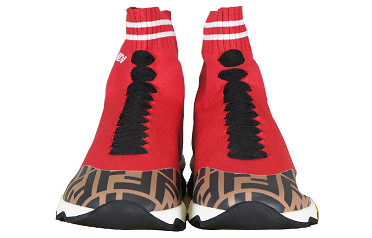(W) Fendi FF Motif Fabric Sneaker Mid 'Red' 圖 4