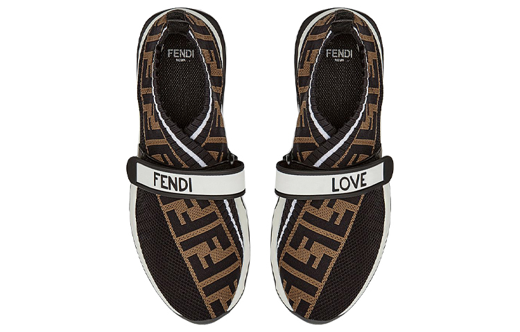 Shop (W) Fendi FF图案Rockoko运动鞋‘黑棕’ 8E6701-A5JF-F14ZV
