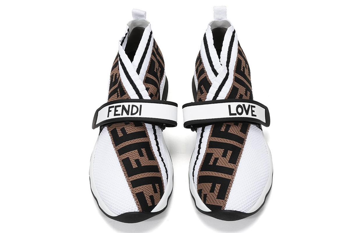 Shop （女性）Fendi FF 標誌 Rockoko 運動鞋 '白棕色' 8E6701-A5JF-F1BPW