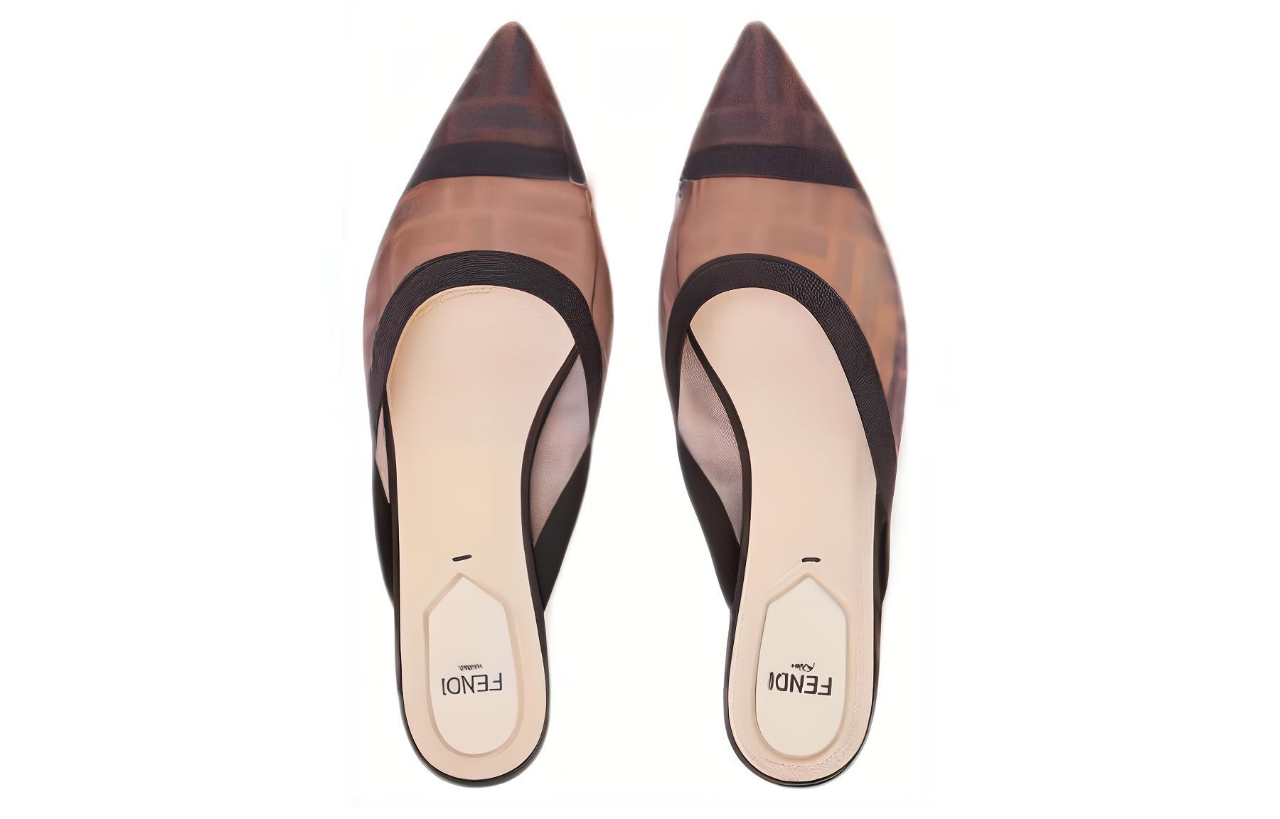 (W) Fendi FF Pattern Mesh Flat Slide 'Brown Black' 圖 3