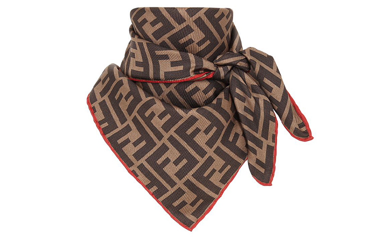 (Women) FENDI FF Print Silk Scarf with Red Border FXT103A6DOF0TZ5 圖 3