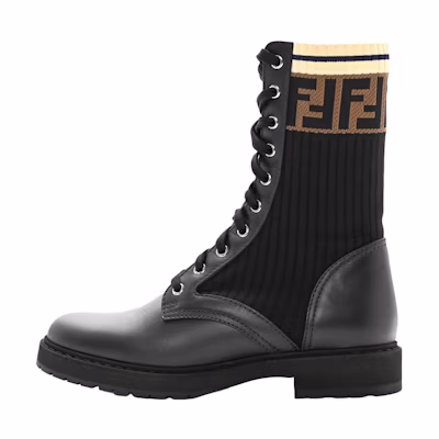 (W) Fendi FF Rockoko Biker Boot 'Black Brown'
