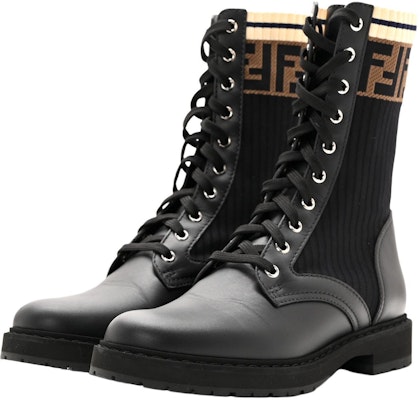 (Women) Fendi FF Rockoko Biker Boot 'Black Brown' 8T6780-A3H4-F13MC Order (Women) Fendi FF Rockoko Biker Boot 'Black Brown' 8T6780-A3H4-F13MC