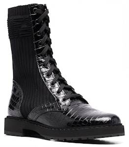 (W) Fendi FF Rockoko Sepatu Biker 'Black Croc' 8T6780-AHHA-F0ABB Lookbook (W) Fendi FF Rockoko Sepatu Biker 'Black Croc' 8T6780-AHHA-F0ABB