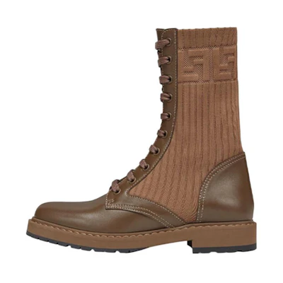 (W) Fendi FF Rockoko Biker Boot 'Brown'