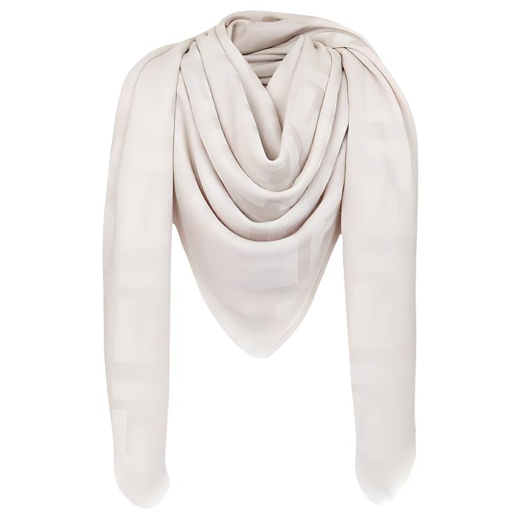 (Women) FENDI FF Shawl Light Gray Scarf FXT069A669F0QG1