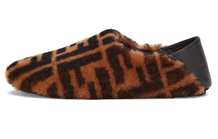 (W) Fendi FF Sheepskin Slippers 'Brown' 圖 2