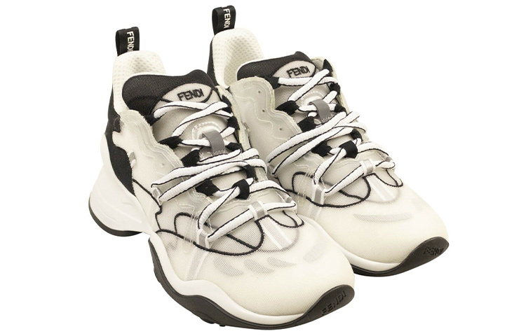 (W) Fendi FFluid Mesh Sneakers 'White Black' 圖 2