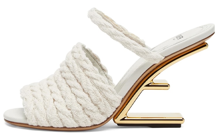 (Women) Fendi First 9.8cm 'White Woven Slide' 8R8212AO0IF0KBR
