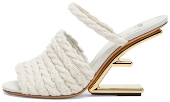 (Women) Fendi First 9.8cm 'White Woven Slide' 8R8212AO0IF0KBR (Women) Fendi First 9.8cm 'White Woven Slide' 8R8212AO0IF0KBR