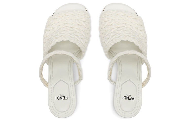 Lookbook (W) Fendi First 9.8cm 白色编织凉拖鞋 8R8212AO0IF0KBR