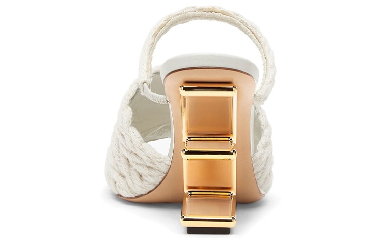 Shop (W) Fendi First 9.8cm 白色编织凉拖鞋 8R8212AO0IF0KBR