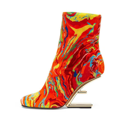 (W) Fendi First Ankle Boot 'Red Velvet Fashion'