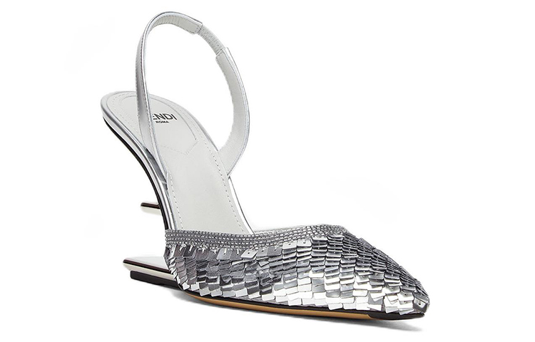 (W) Fendi First High Heel Mules 'Sequin Silver' 圖 2