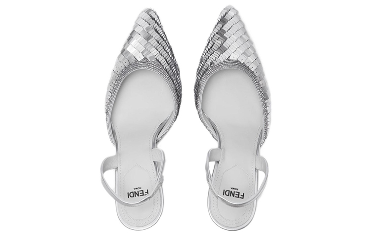 (W) Fendi First High Heel Mules 'Sequin Silver' 圖 3