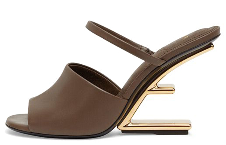 (Women) Fendi First Leather Elegant High Heel Fashion Slide 'Brown' 8R8212NA7F148R