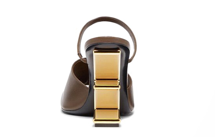 (W) Fendi First Leather Elegant High Heel Fashion Slide 'Brown' 圖 4