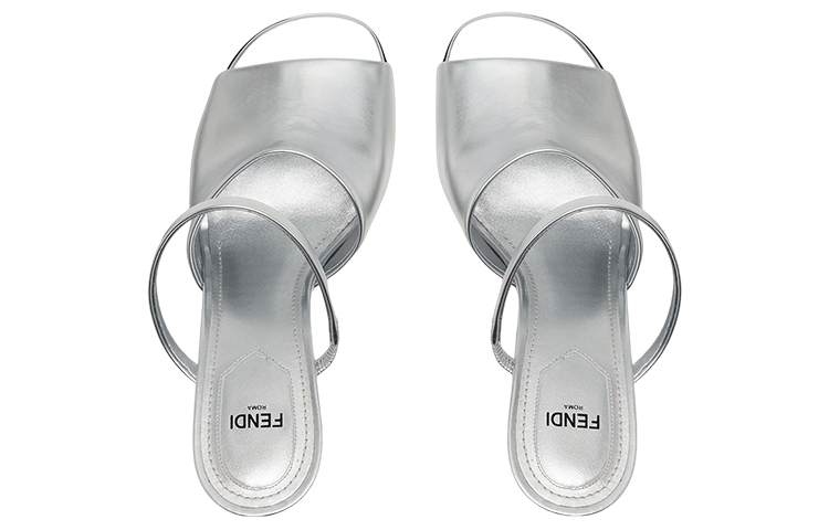 (W) Fendi First Leather High-Heel Lace-Up Fashion Sandal 'Silver' 圖 5