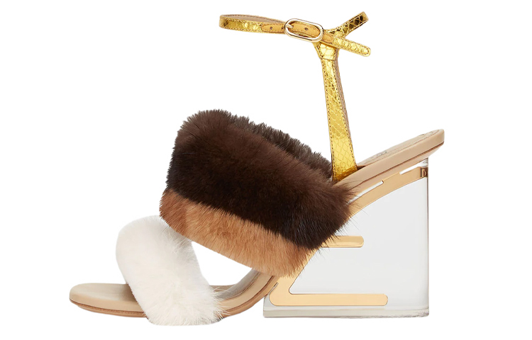 (W) Fendi First Mink Fur High-Heeled Sandal 'White Fashion'