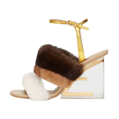 (W) Fendi First Mink Fur High-Heeled Sandal 'White Fashion'