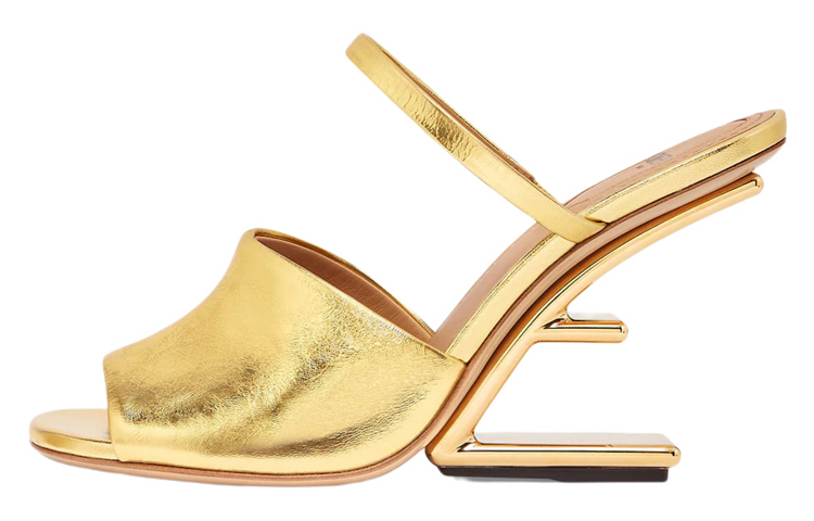 (W) Fendi First Nappa Leather High-Heeled Sandals 'Gold'