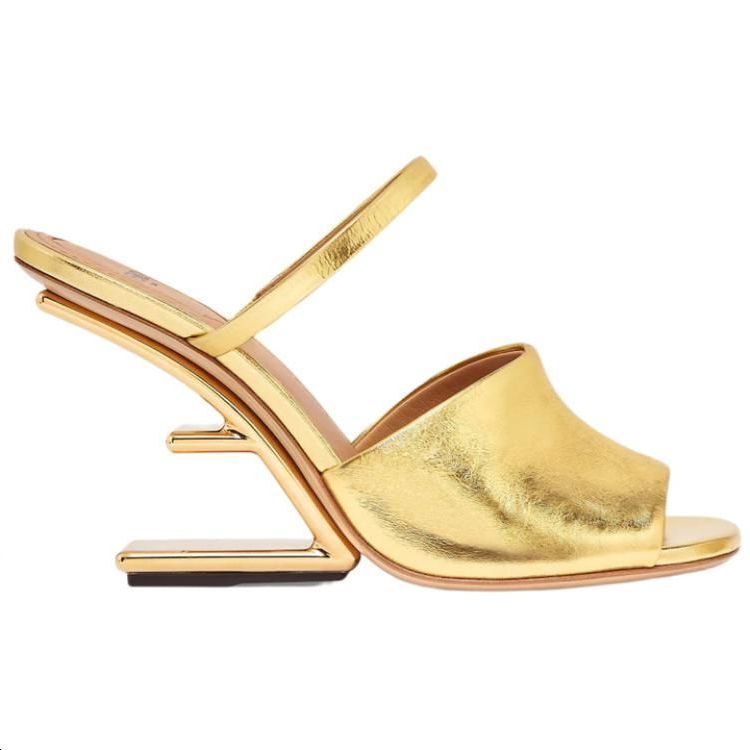 (W) Fendi First Nappa Leather High-Heeled Sandals 'Gold' 圖 2