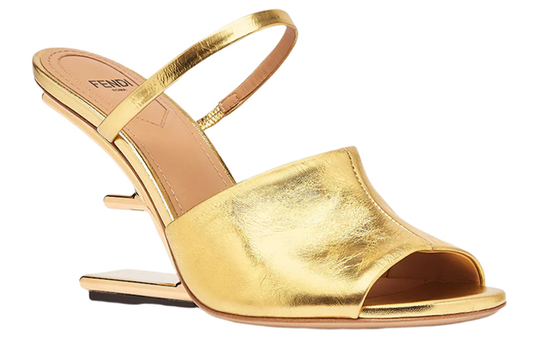 (W) Fendi First Nappa Leather High-Heeled Sandals 'Gold' 圖 3