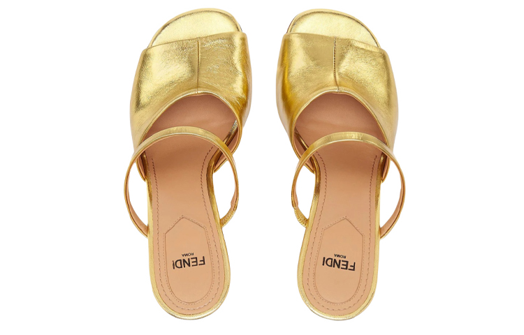 (W) Fendi First Nappa Leather High-Heeled Sandals 'Gold' 圖 4