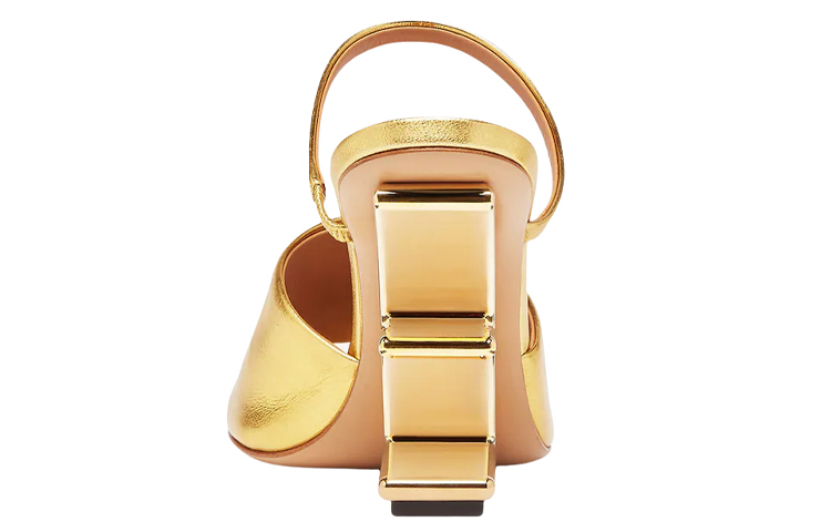 (W) Fendi First Nappa Leather High-Heeled Sandals 'Gold' 圖 5