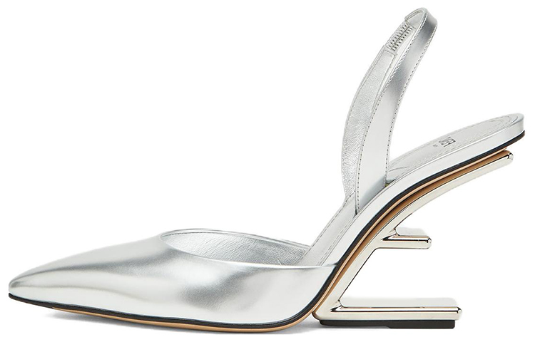 (W) Fendi First Pump 'Silver Leather Point-Toe'
