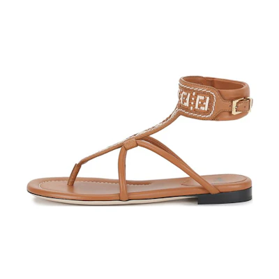 (W) Fendi Flat Thong Sandals 'Brown FF Monogram'