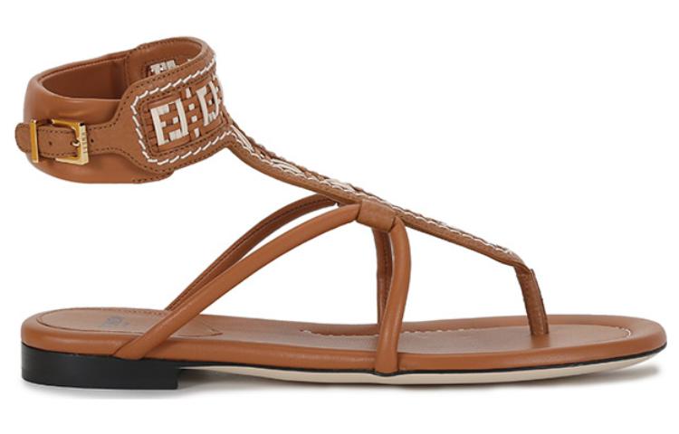 Lookbook (W) Fendi Flache Zehentrenner-Sandalen ''Braun FF-Monogramm'' 8Y8095AEH6F1D1W