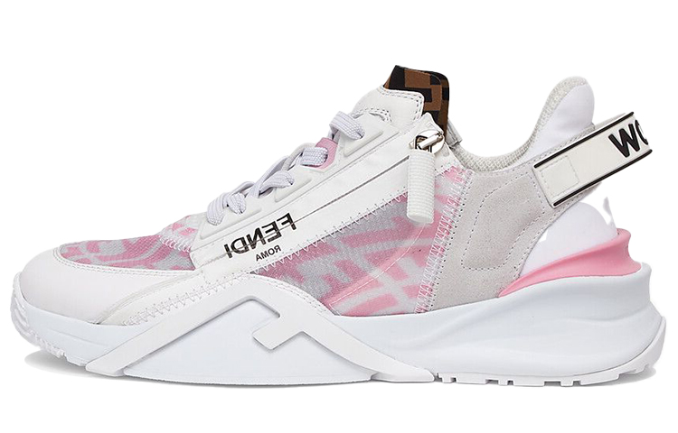 Buy (W) 芬迪Flow FF标志低帮'白粉色印花'运动鞋 8E8035-AF69-F1EBZ