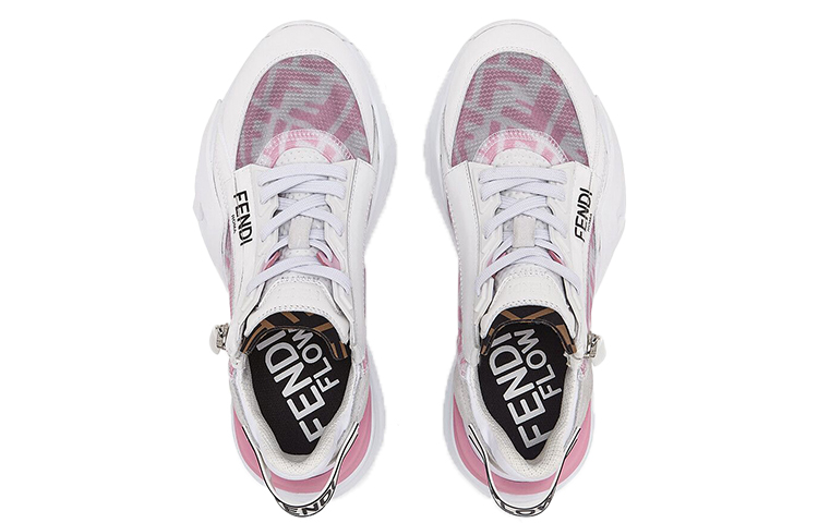Lookbook (W) 芬迪Flow FF标志低帮'白粉色印花'运动鞋 8E8035-AF69-F1EBZ