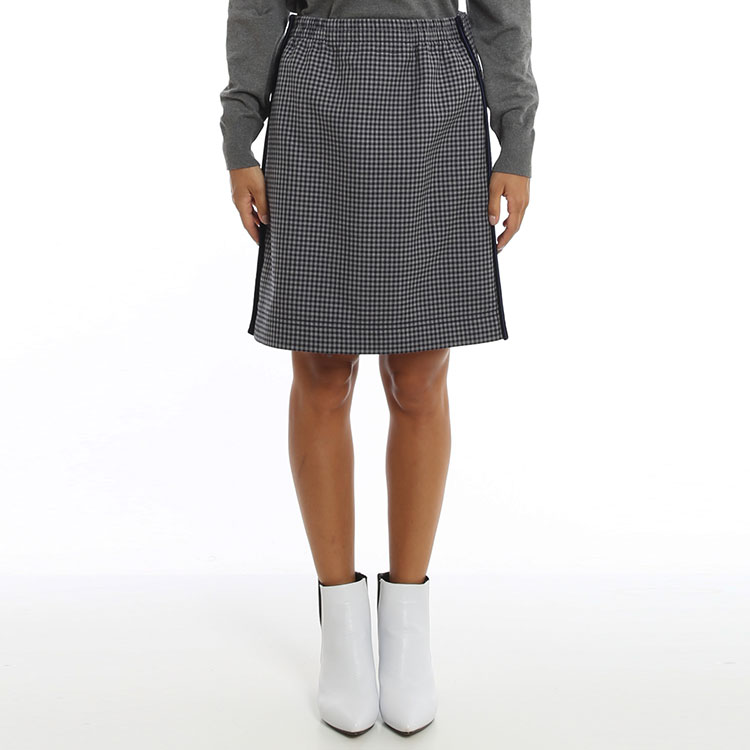 Lookbook (W) FENDI FW20 Falda Lápiz A-Line de Cuadros de Cintura Alta Gris Casual. FQ7149AC6RF1BGT