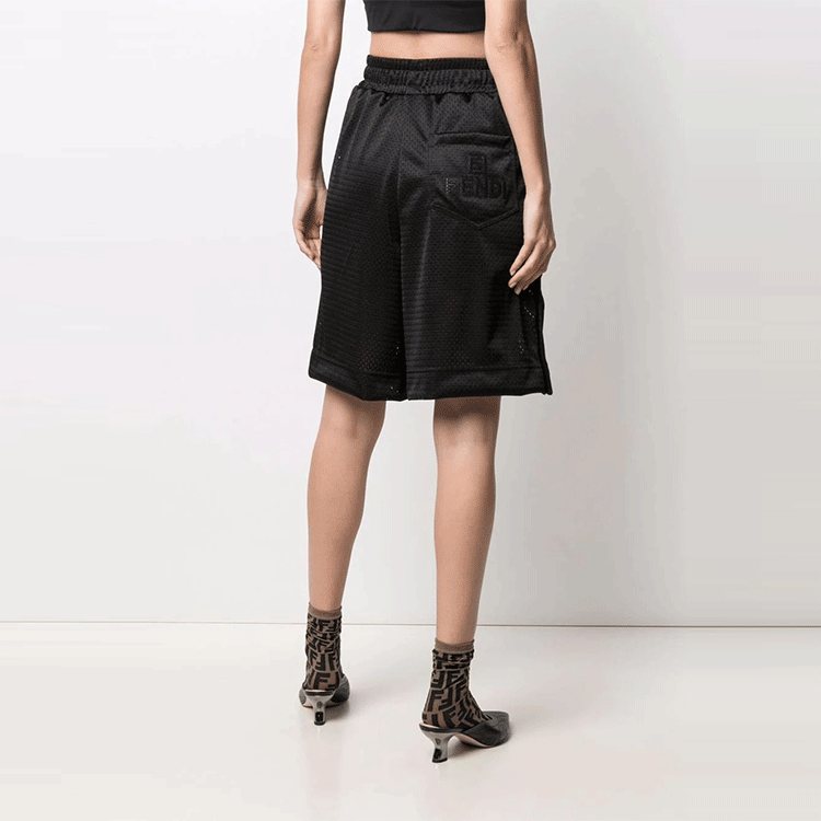 Shop (W) FENDI FW21 Falda-Short Negra con Cintura Elástica y Largo a la Rodilla. FAB233AESDF0GME